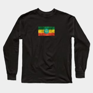 Vintage Aged and Scratched Ethiopian Flag Long Sleeve T-Shirt